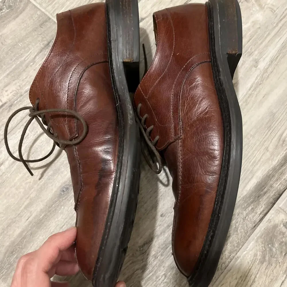 BACCO BUCCI MENS CHILI BROWN DRESS OXFORD SHOES SIZE 10.5 MADE IN ITALY *SCUFFS*